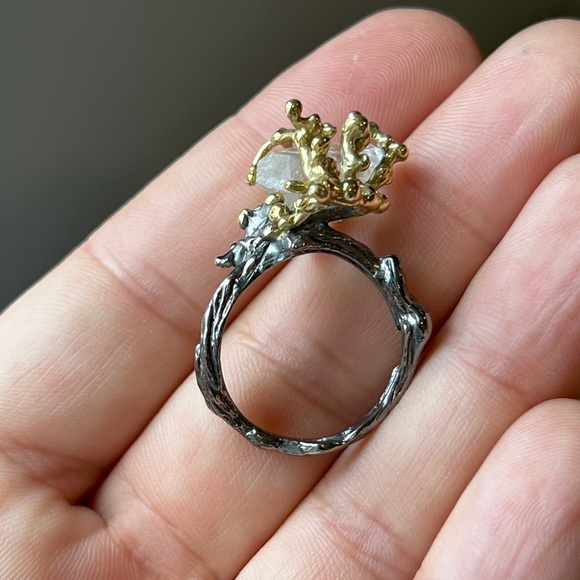 Handmade Crystal Branch Statement Ring Sz 7.5 - Picture 7 of 7